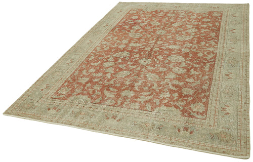 Vintage Beige Vintage Wool Cotton Handmade Rug 6'3'' x 9'5''