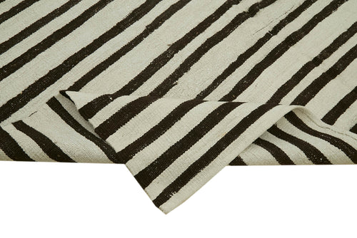 Kendir White Geometric Hemp Handmade Rug 7'3'' x 12'3''