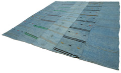 Kendir Blue Geometric Hemp Handmade Rug 10'6'' x 11'4''