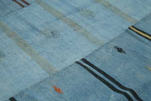 Kendir Blue Geometric Hemp Handmade Rug 10'6'' x 11'4''