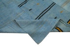 Kendir Blue Geometric Hemp Handmade Rug 10'6'' x 11'4''