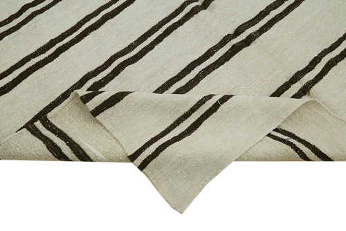 Kendir Beige Geometric Hemp Handmade Rug 6'2'' x 14'5''