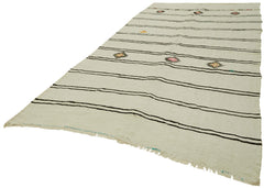 Kendir Beige Geometric Hemp Handmade Rug 6'7'' x 11'10''