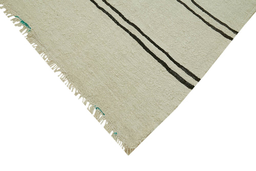 Kendir Beige Geometric Hemp Handmade Rug 6'7'' x 11'10''