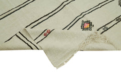 Kendir Beige Geometric Hemp Handmade Rug 6'7'' x 11'10''