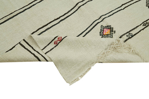 Kendir Beige Geometric Hemp Handmade Rug 6'7'' x 11'10''