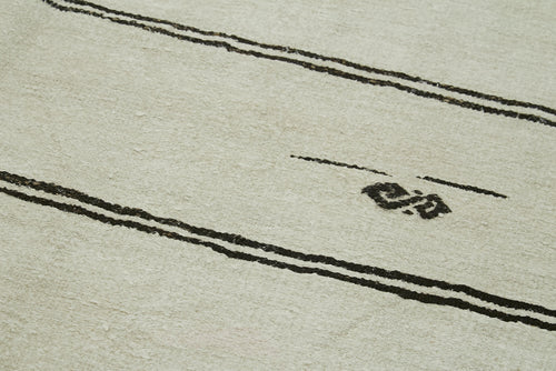 Kendir Beige Geometric Hemp Handmade Rug 6'2'' x 11'10''