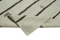 Kendir Beige Geometric Hemp Handmade Rug 5'10'' x 11'11''