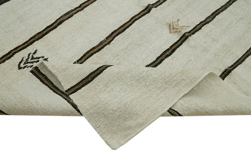 Kendir Beige Geometric Hemp Handmade Rug 5'10'' x 11'11''