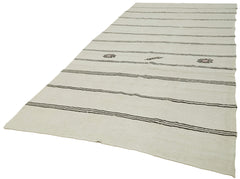 Kendir Beige Geometric Hemp Handmade Rug 6'4'' x 12'6''