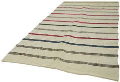 Kendir Beige Geometric Hemp Handmade Rug 6'5'' x 11'2''