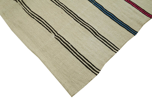 Kendir Beige Geometric Hemp Handmade Rug 6'5'' x 11'2''