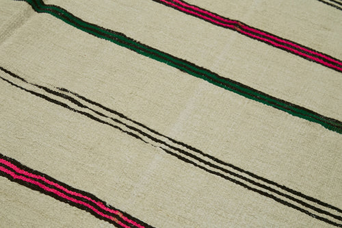 Kendir Beige Geometric Hemp Handmade Rug 6'5'' x 11'2''