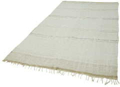 Kendir White Geometric Hemp Handmade Rug 5'4'' x 8'2''