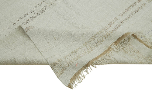 Kendir White Geometric Hemp Handmade Rug 5'4'' x 8'2''