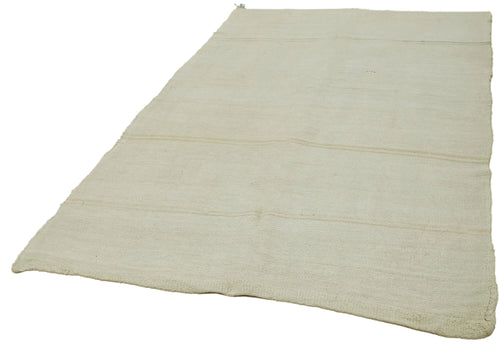 Kendir Beige Geometric Hemp Handmade Rug 5'7'' x 8'10''