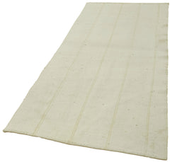 Kendir White Geometric Hemp Handmade Rug 3'9'' x 9'2''