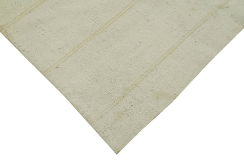 Kendir White Geometric Hemp Handmade Rug 3'9'' x 9'2''