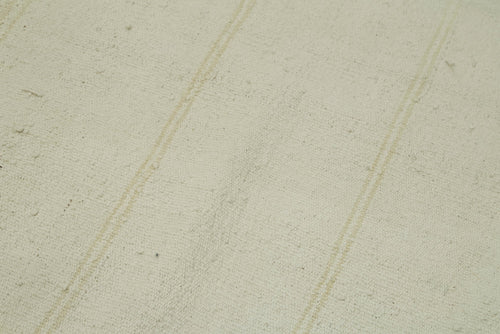 Kendir White Geometric Hemp Handmade Rug 3'9'' x 9'2''