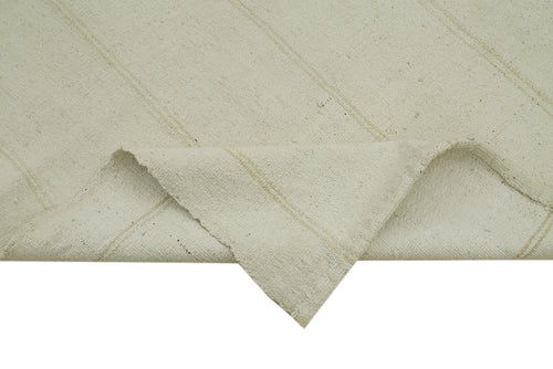 Kendir White Geometric Hemp Handmade Rug 3'9'' x 9'2''