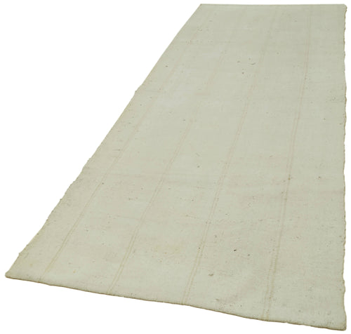 Kendir Beige Geometric Hemp Handmade Rug 3'9'' x 9'7''