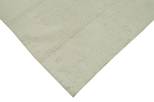 Kendir Beige Geometric Hemp Handmade Rug 3'9'' x 9'7''