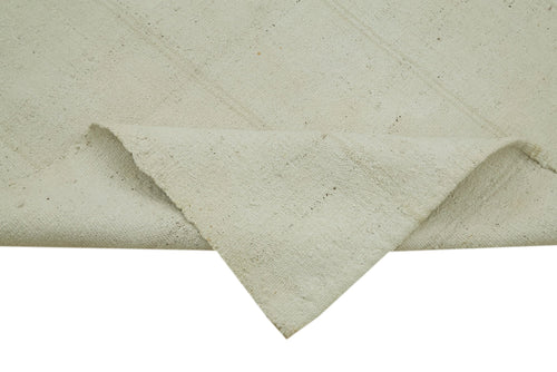 Kendir Beige Geometric Hemp Handmade Rug 3'9'' x 9'7''