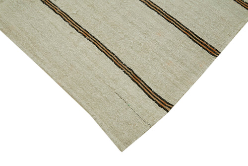 Kendir Beige Geometric Hemp Handmade Rug 6'3'' x 11'7''