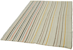 Kendir White Geometric Hemp Handmade Rug 4'11'' x 7'0''