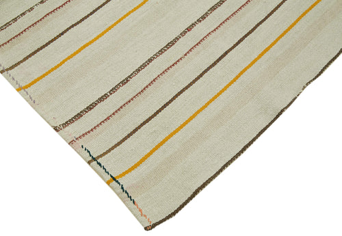 Kendir White Geometric Hemp Handmade Rug 4'11'' x 7'0''