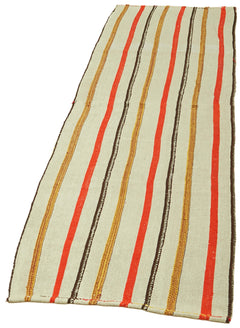 Kendir Beige Geometric Hemp Handmade Rug 2'4'' x 7'10''