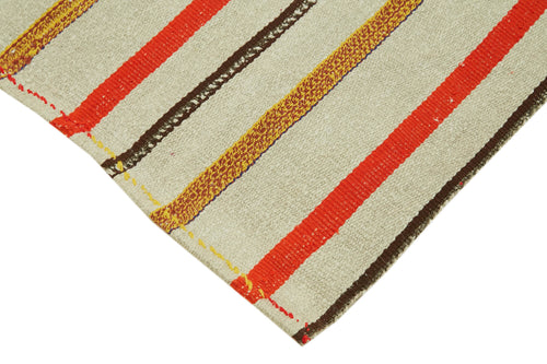 Kendir Beige Geometric Hemp Handmade Rug 2'4'' x 7'10''