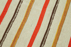 Kendir Beige Geometric Hemp Handmade Rug 2'4'' x 7'10''