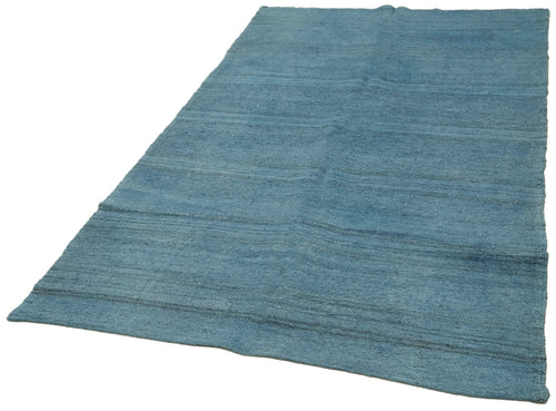 Kendir Blue Geometric Hemp Handmade Rug 5'2'' x 9'0''