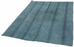 Kendir Blue Geometric Hemp Handmade Rug 5'0'' x 6'7''