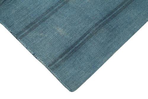 Kendir Blue Geometric Hemp Handmade Rug 5'0'' x 6'7''