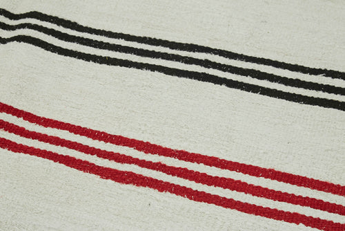 Kendir Beige Geometric Hemp Handmade Rug 5'6'' x 12'10''