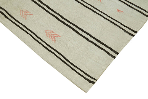 Kendir Beige Geometric Hemp Handmade Rug 6'2'' x 9'11''