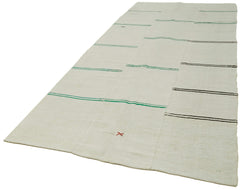 Kendir Beige Geometric Hemp Handmade Rug 5'5'' x 12'10''