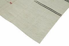 Kendir Beige Geometric Hemp Handmade Rug 5'5'' x 12'10''