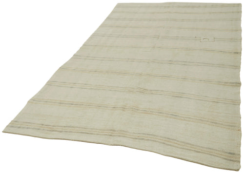 Kendir Beige Geometric Hemp Handmade Rug 5'11'' x 9'2''