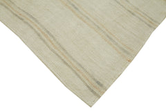 Kendir Beige Geometric Hemp Handmade Rug 5'11'' x 9'2''