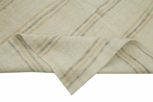 Kendir Beige Geometric Hemp Handmade Rug 5'11'' x 9'2''