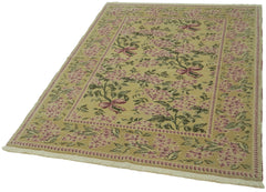 Tebriz Green Classic Wool Cotton Handmade Rug 4'1'' x 5'11''