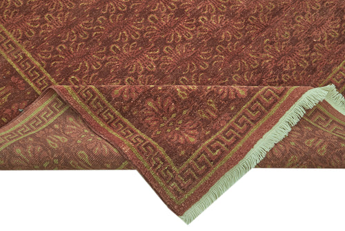 Tebriz Red Classic Wool Cotton Handmade Rug 6'9'' x 9'1''