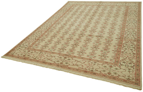 Tebriz Beige Classic Wool Cotton Handmade Rug 6'11'' x 9'5''
