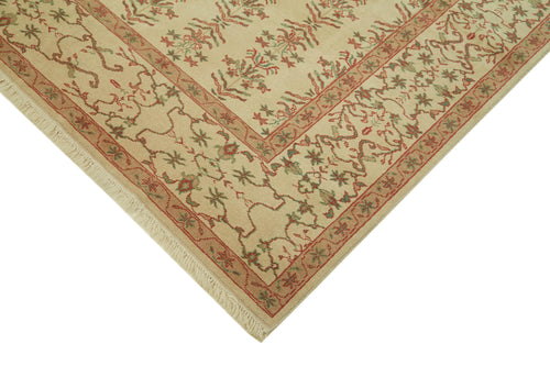 Tebriz Beige Classic Wool Cotton Handmade Rug 6'11'' x 9'5''