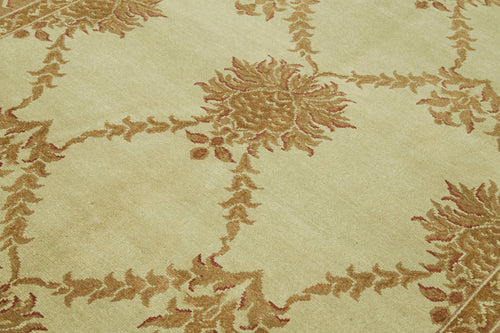 Tebriz Beige Classic Wool Cotton Handmade Rug 6'8'' x 10'1''