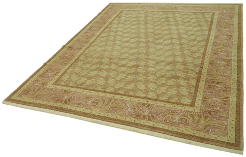 Tebriz Beige Classic Wool Cotton Handmade Rug 6'8'' x 9'0''