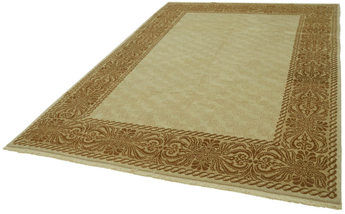 Tebriz Beige Classic Wool Cotton Handmade Rug 6'9'' x 9'8''